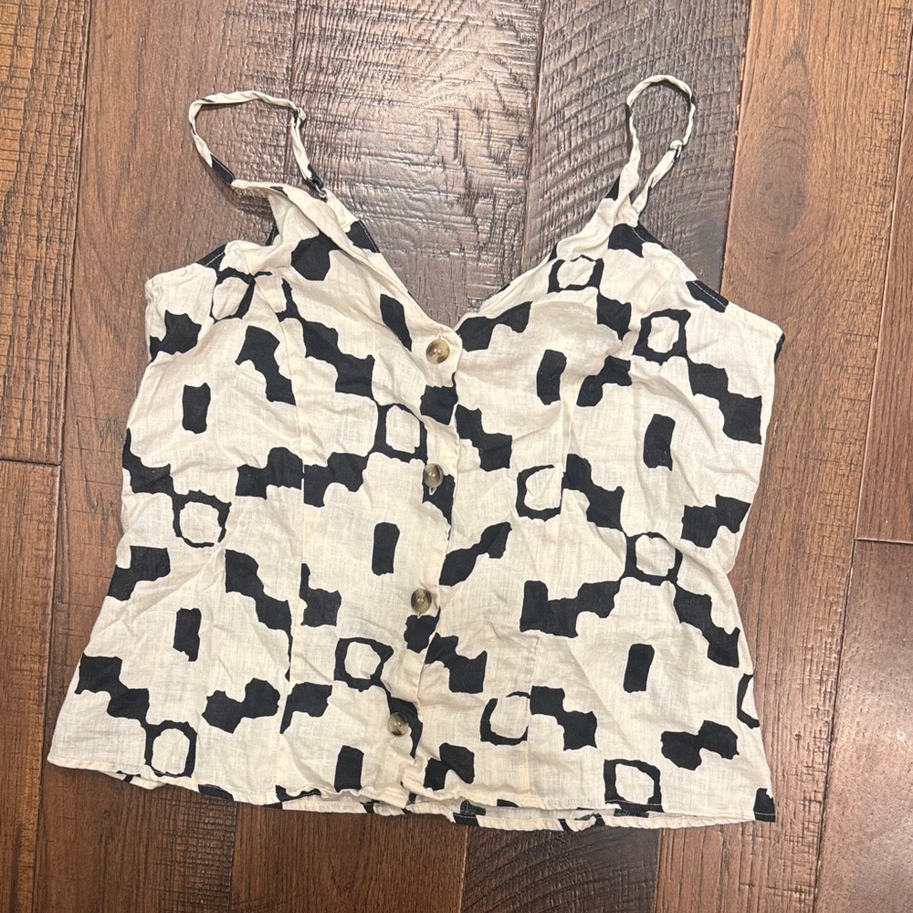 Black and white linen women’s top H&M